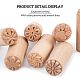 Olycraft 7 pièces outils de poterie en bois timbres colonne timbres en bois timbres en bois naturel avec des motifs mixtes pour l'argile cadeau d'anniversaire de noël AJEW-FG0001-02-5