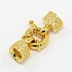 Brass Cubic Zirconia Spring Ring Clasps with Two Cord End Caps KK-A136-B03G-1