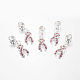 Perles breloque pendentif européen strass en alliage ruban de conscience de cancer du sein rose X-MPDL-B028-1-1
