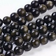 Chapelets de perles en obsidienne dorée naturelle G-C076-10mm-5-1