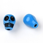 Непрозрачные акриловые бусины, череп, Плут синий, 10x8x8 мм, отверстие : 2 мм