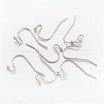 Platinum Color Brass Hook Ear Wire, Lead Free & Cadmium Free & Nickel Free, about 11mm wide, 22mm long, 0.75mm thick