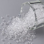 Perles de rocaille en verre, transparent , ronde, blanc, 12/0, 2mm, Trou: 1mm, environ 30000 perles / livre