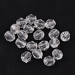 Perles à facettes acryliques transparents de forme ronde, clair, 6 mm de diamètre, Trou: 1.5mm