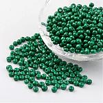 6/0 cuisson de peinture perles rocailles en verre , sarcelle, 4~5x3~4mm, Trou: 1~2mm, environ 427 pcs/50 g