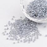12/0 ceylan perles de rocaille en verre ronde, grises , taille: environ 2mm de diamètre, Trou: 1 mm, environ 3303 pcs/50 g