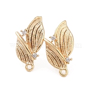 Серьги-гвоздики из латуни с прозрачным фианитом KK-G491-57A-G