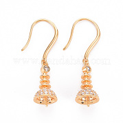 Brass Micro Pave Clear Cubic Zirconia Earring Hooks KK-T062-204G-NF