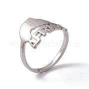 201 Stainless Steel Africa Map Adjustable Ring for Women RJEW-C045-10P