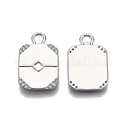Ion Plating(IP) Brass Micro Pave Clear Cubic Zirconia Pendant Cabochon Settings KK-C005-11P
