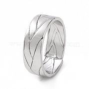 304 Stainless Steel Grooved Cuff Ring for Women RJEW-C053-05P