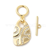 Brass Micro Pave Clear Cubic Zirconia Toggle Clasps KK-P234-63G