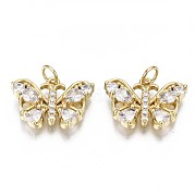 Латунные микропаве прозрачные подвески с фианитом KK-S061-70G-NR