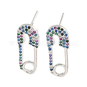 Серьга-гвоздик из латуни с микро-паве EJEW-C102-03P