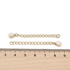 Rallonge de chaîne gourmette en acier inoxydable chirurgical 316 avec placage ionique (IP) et breloque ronde en jade blanc naturel poli.&nbsp;STAS-A097-01G-09