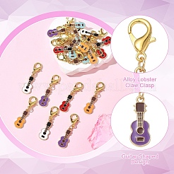 ギター型合金エナメルペンダント装飾品（5色展開）20個  カニカン付き  ゴールドカラー  ミックスカラー  40mm  4個/カラー&nbsp;HJEW-YW00564
