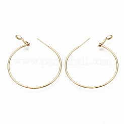 Латунные серьги обруча&nbsp;X-EJEW-T007-01G-NF