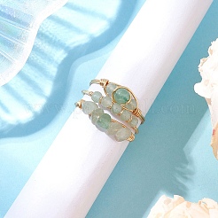 3 шт. перстень с бусиной из натурального зеленого авантюрина RJEW-JR00855-04