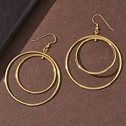 Плоские круглые серьги-подвески из нержавеющей стали 304 с гальваническим покрытием EJEW-Z129-09G