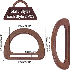 6 шт. 3-х цветные деревянные D-образные ручки для замены FIND-PH0002-80