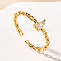 925 открытое кольцо-манжета из стерлингового серебра с паве из кубических цирконий&nbsp;RJEW-R016-01G-01