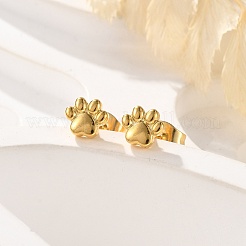 Серьги-гвоздики с вакуумным покрытием PVD из нержавеющей стали 304 с принтом собачьей лапки для женщин&nbsp;EJEW-P212-15G