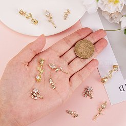 12шт 4 стиля латунные подвески с микропаве и кубическим цирконием&nbsp;ZIRC-SZ0003-54