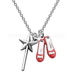 Звезда волшебная палочка и танцевальные туфли сплав красная эмаль подвеска ожерелье для женщин FS-WG7E8F0-01