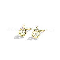 925スターリングシルバースタンドピアス  キュービックジルコニア付き  スター  透明  ゴールドカラー  8x6mm&nbsp;EJEW-BB67268
