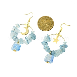 3 пара сережек с подвесками из смешанного натурального камня и латуни EJEW-TA00551