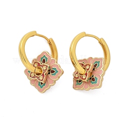 Boucles d'oreilles créoles en laiton à losanges&nbsp;EJEW-R016-13G-03