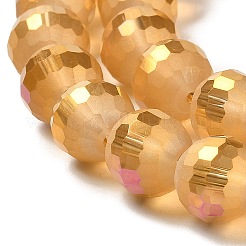 電気メッキガラスビーズセット  虹メッキ  つや消しとファセット(96面)  ラウンド  ゴールデンロッド  9.5~10x9~9.5mm  穴：1.8mm  約69~70個/連  24.57''（62.4~63.1センチメートル）&nbsp;EGLA-Z001-03A-FP03