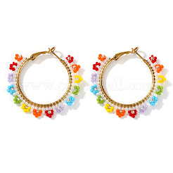 Серьги-кольца из овального стекла ручной работы в стиле бохо JX6954-1