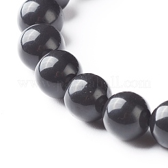 Set di bracciali elastici con perline rotonde di ossidiana naturale&nbsp;BJEW-JB06980-04