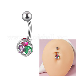 Нержавеющая сталь 304 с цветными кольцами для пупка из страз&nbsp;FS-WG2C664-05