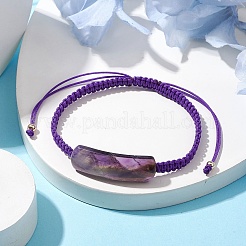 Регулируемые трубчатые плетеные браслеты из натуральных драгоценных камней для женщин&nbsp;BJEW-JB11006-02