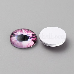 ガラスカボション  アイ模様とハーフラウンド/ドーム  赤ミディアム紫  18x5.5mm&nbsp;GLAA-WH0033-75E-09