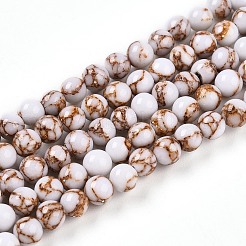 Синтетическая золотая линия бирюзовые бусы пряди G-A255-A03-04C