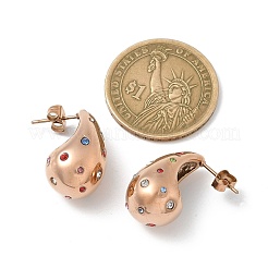 Серьги-гвоздики в форме капли из нержавеющей стали 304&nbsp;EJEW-B108-05RG-B