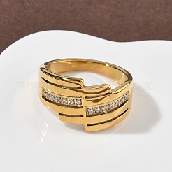 Кольца из нержавеющей стали 304 с кубическим цирконием для женщин RJEW-F189-04G