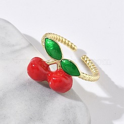 Латунные эмалевые регулируемые манжеты для женщин RJEW-G350-01C-G