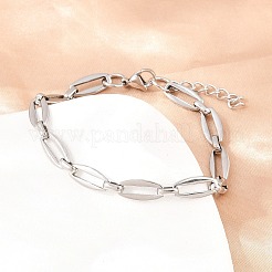 304ステンレススチールのオーバルリンクチェーンブレスレット＆ネックレスジュエリーセット  カニカン付き  ステンレス鋼色  560mm&nbsp;SJEW-L199-06P