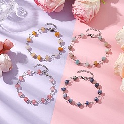 Braccialetti con catena a maglie di pietre preziose sfaccettate rondelle&nbsp;BJEW-JB10831