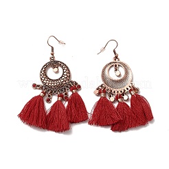 Серьги-пончики со стразами и кисточками&nbsp;LS-EJEW-E267-03RC