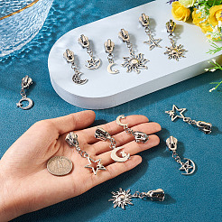 18 шт. 9 стиля сплава сменные ползунки молнии с подвесками в виде солнца HJEW-TAC0088