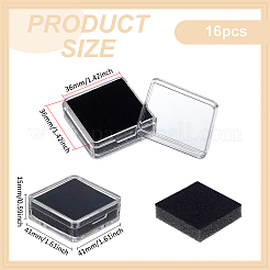 スクエア PS プラスチック ルース ダイヤモンド 宝石 収納 ボックス  スポンジで  ブラック  4.1x4.1x1.5cm&nbsp;CON-WH0095-140A-02