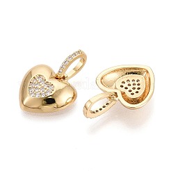Pendentifs en laiton micro pavé de zircone cubique transparent pour la saint-valentin&nbsp;KK-T080-54G