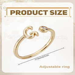 1 шт. латунные открытые кольца-манжеты с микропаве из прозрачного кубического циркония для женщин&nbsp;RJEW-LP0002-37G