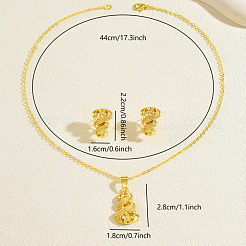 Комплект из латунного кулона-цветка и серег-гвоздиков для женщин&nbsp;OU6327