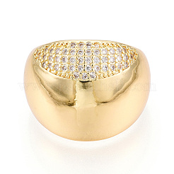 Латунные кольца-манжеты с микропаве и прозрачным цирконием для женщин&nbsp;KK-T074-08G